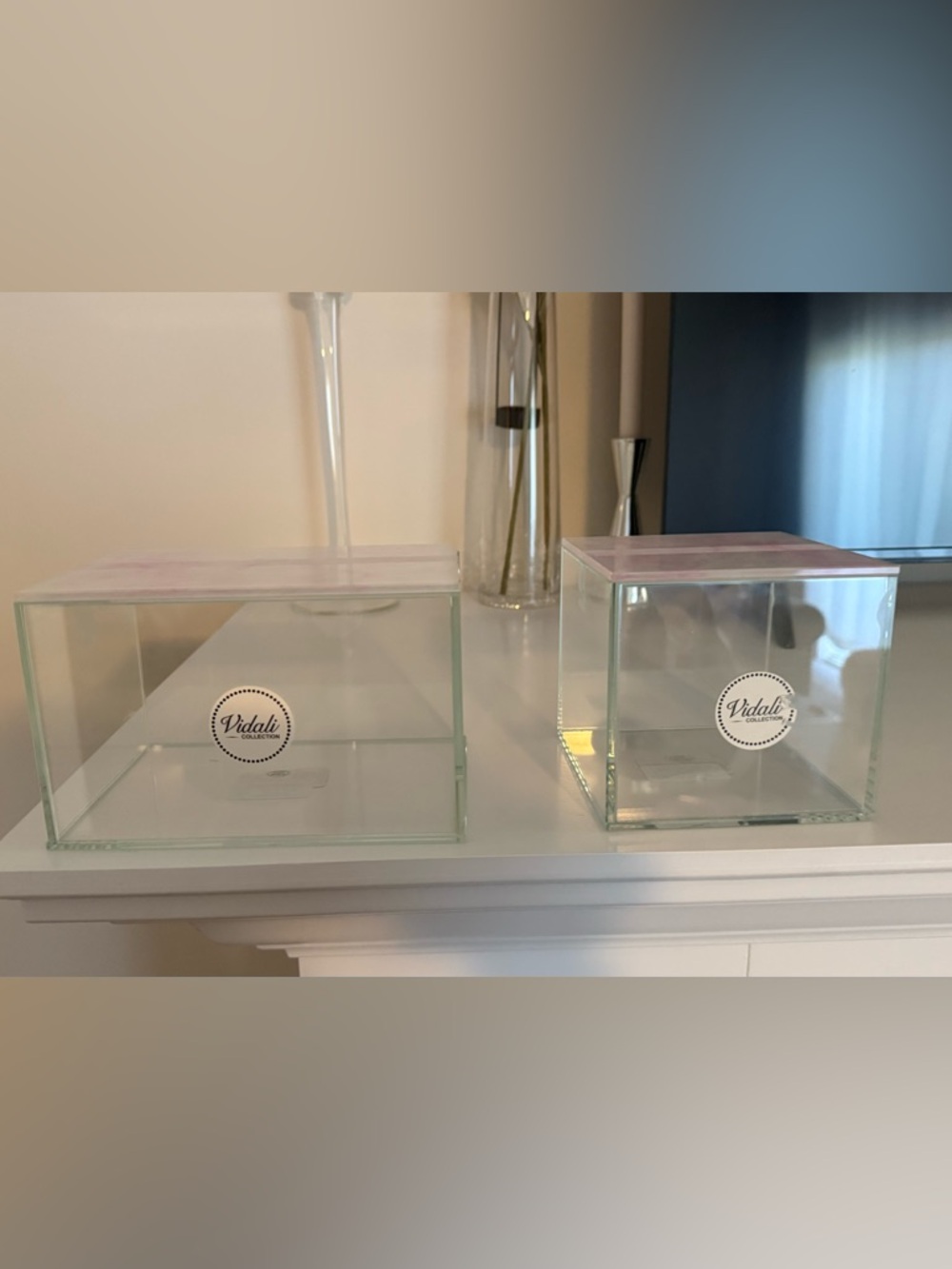 Set Of Pink Glass Trinket/Storage Boxes! New/Never Used! Still Taped NWT!